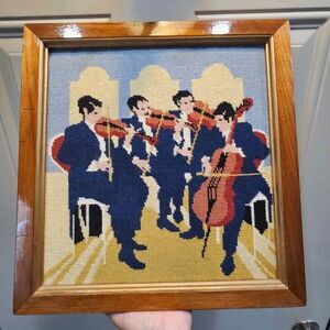 Framed Needlepoint String Quartet Wall Art